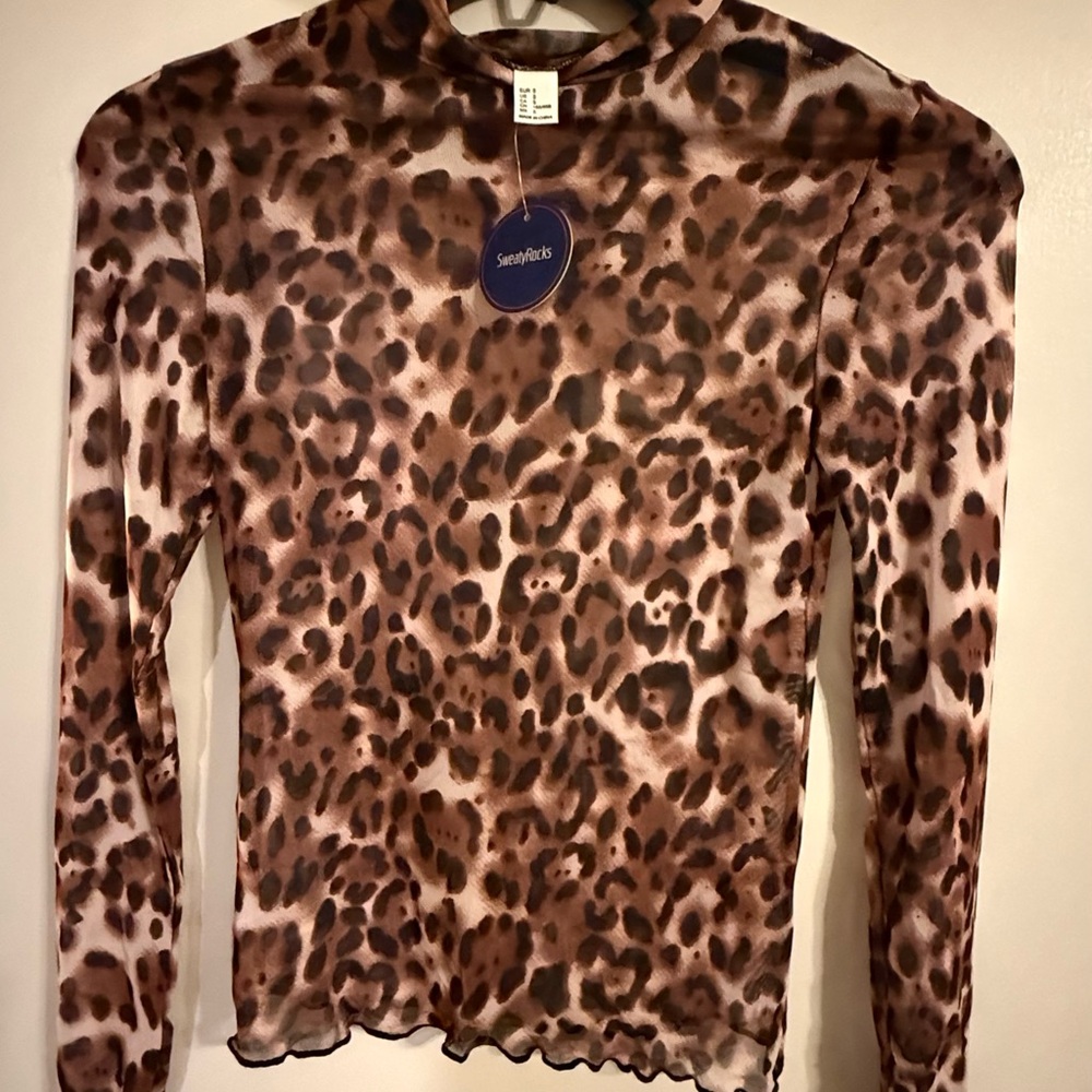 Sheer Animal Print Long Sleeve Top